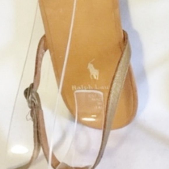 Ralph Lauren Gold Color Leather Thong Sandal - Picture 8 of 8